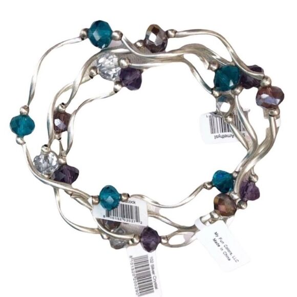 🦃NEW Silver Stretch 3 Bracelet Set - Picture 1 of 2